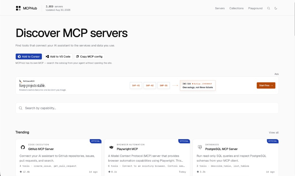 MCPHub - discover MCP servers