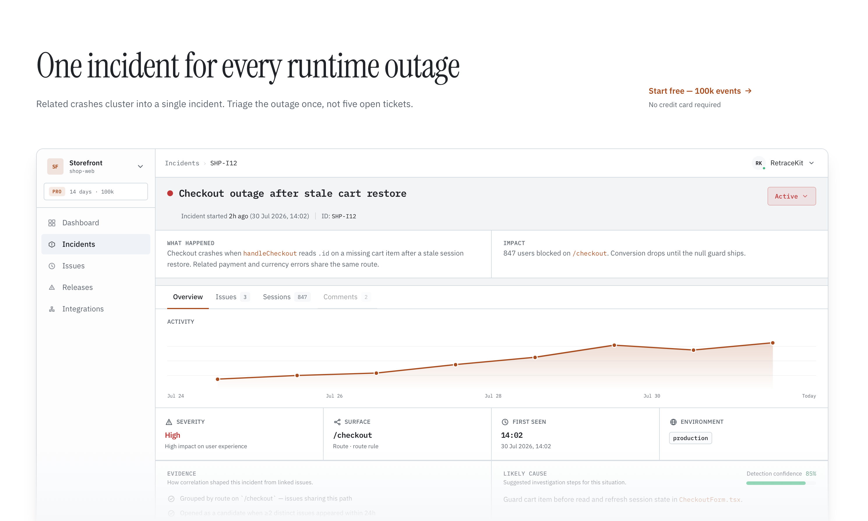 RetraceKit - one incident for every runtime outage
